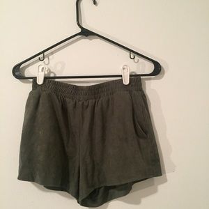 Army Green Velvet Shorts